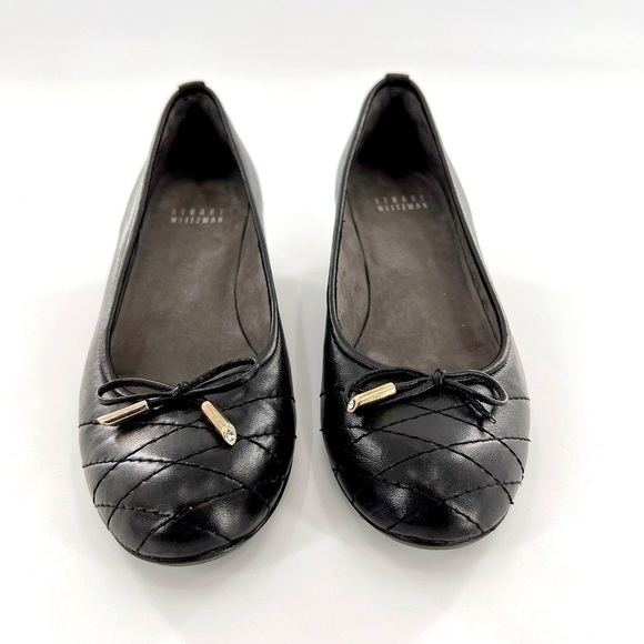Stuart Weitzman Quilty Black Leather Wedge size 7 M - Picture 4 of 14